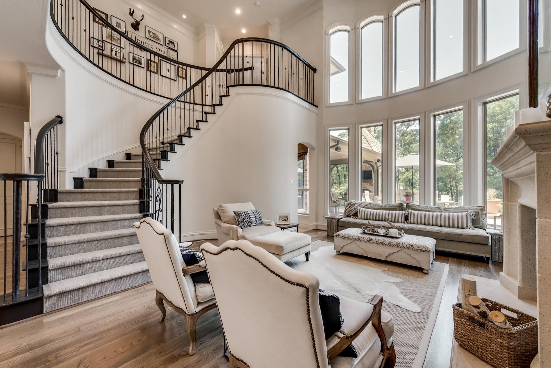 Living room with staircase